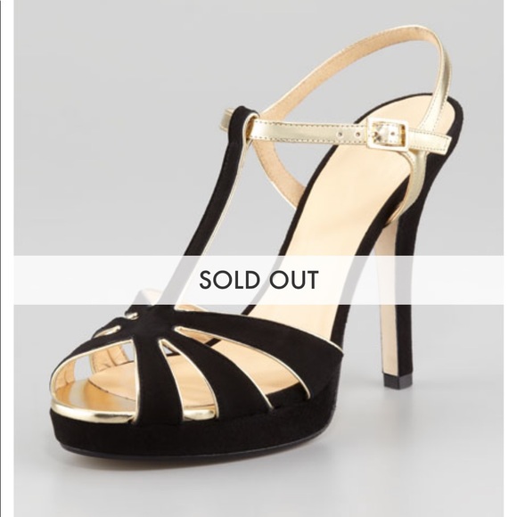 KATE SPADE ♠️ Black Gold Rosie Sandals Heels 8 - Picture 16 of 16